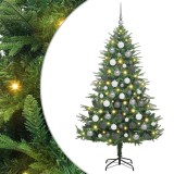 vidaXL Brad de Crăciun artificial pre-luminat cu set de bile Verde 3395347