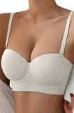 Sutien fara armaturi si fara cusaturi, Linovit&reg;, Push-up, Bretele detasabile, Sistem dublu de prindere, Ideal pentru rochii cu spatele gol, Alb - Whit
