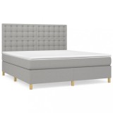 Cumpara ieftin Pat continental cu saltea, gri deschis, 160x200 cm, textil