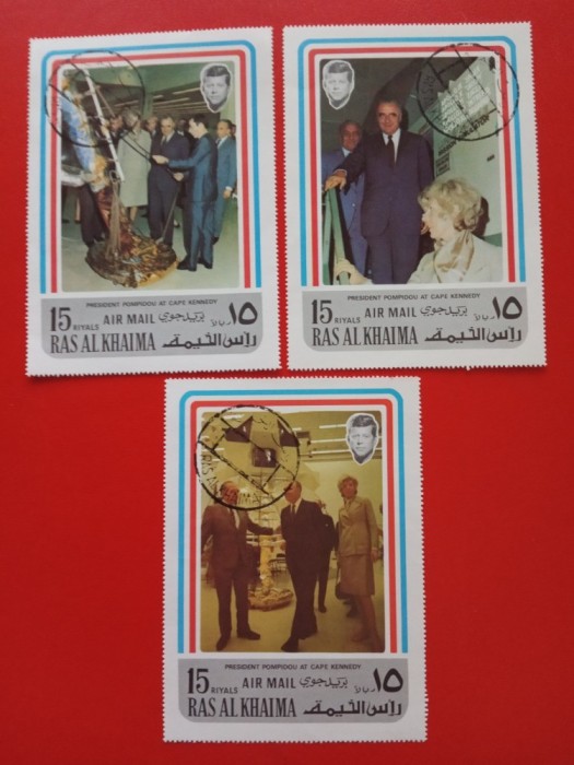 RAS AL KHAIMA, POMPIDOU/KENNEDY, SPACE - ȘTAMPILAT FORMAT MARE