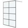 Perete cabina dus walk-in negru 140x195 cm sticla ESG mata