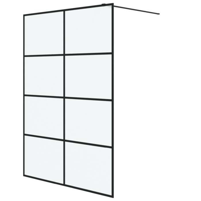 Perete cabina dus walk-in negru 140x195 cm sticla ESG mata