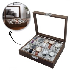 Cutie pentru 10 ceasuri, organizator premium cu incuietoare si geam, 26x21cm, JollyMag, PDMDF05