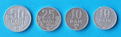 Moneda din Moldova lot x 4 bucati 50, 25 &amp;amp; 10 Bani foto