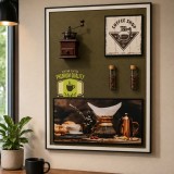 Tablou Decorativ Pasiunea Cafelei,60 x 80 cm,Aliaj de Aluminiu si MDF