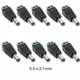 Set 10 mufe alimentare DC 2.1x5.5mm tata prindere cu surub regleta WTY0622-10