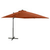 Umbrela suspendata cu stalp si LED-uri, caramiziu, 250 cm GartenMobel Dekor, vidaXL