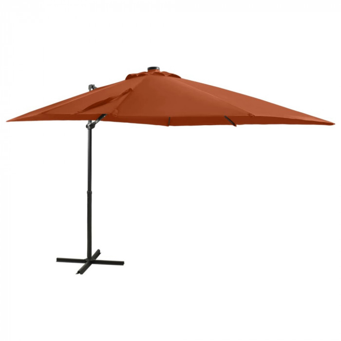 Umbrela suspendata cu stalp si LED-uri, caramiziu, 250 cm GartenMobel Dekor
