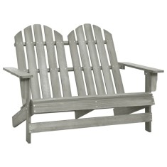 Scaun de grădină Adirondack cu 2 locuri, gri, lemn masiv brad