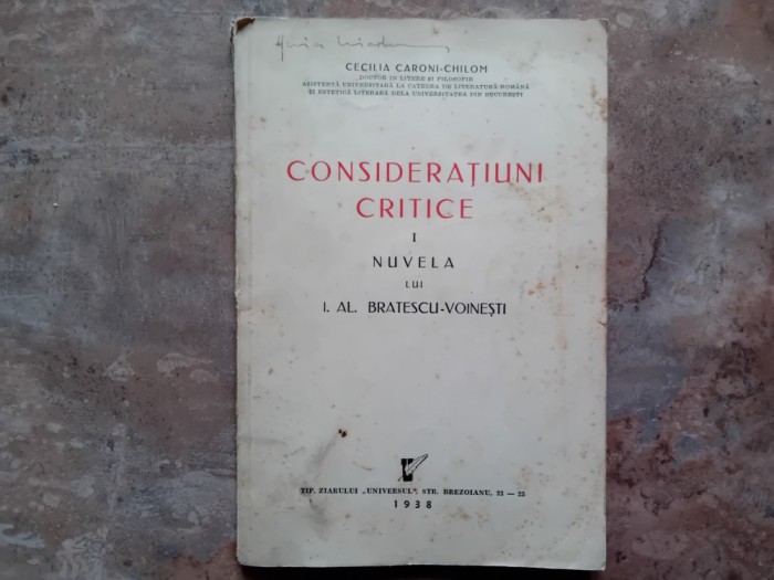 Consideratiuni critice: Nuvela lui I. Al. Brǎtescu-Voineşti, 1938