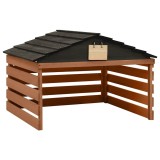 Cumpara ieftin Garaj masina de tuns iarba, negru &amp; maro, 78x74x54 cm lemn brad