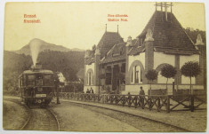 Brasov - Gara Noa, locomotiva cu abur, Levelezo-Lap, circulata 1908 foto