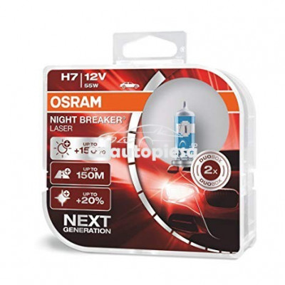 Set 2 becuri Osram H7 Night Breaker Laser Next Gen (+150% lumina) 12V 55W 64210NL-HCB foto