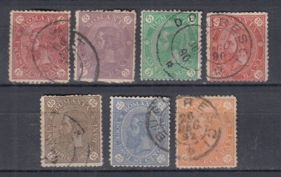 ROMANIA 1890/91LP 45 CIFRA IN PATRU COLTURI FILIGRAN STEMA MICA SERIE STAMPILATA foto