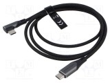 Cablu USB 2.0 1m negru nichelat textil VENTION