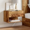 Set 2 Noptiere Suspendate Lemn Invechit 46x29.5x30 cm Noptiera Perete PAL Gri/Maro/Negru