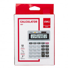 Calculator de Birou Deli 1217, 12 Digits, Gri, Alimentare Dubla, Functie Memorare, Calculator de Buzunar, Calculatoare de Birou, Calculator de Birou c