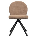 Cumpara ieftin Scaun dining pivotant textil maro buclat metal negru Rodia 47x44x83 cm