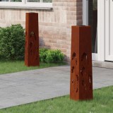 vidaXL Lumină LED Solară pentru Alei 2 pcs Oțel Corten Oțel Corten 879764