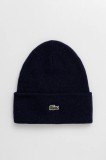 Lacoste caciula de lana culoarea albastru marin, de lana