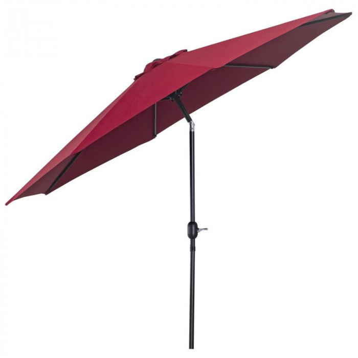 Umbrela gradina/terasa, cu inclinatie, manivela, rosu bordo, 300 cm