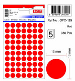 Etichete Autoadezive Color, D13 Mm, 350 Buc/set, Tanex - Rosu