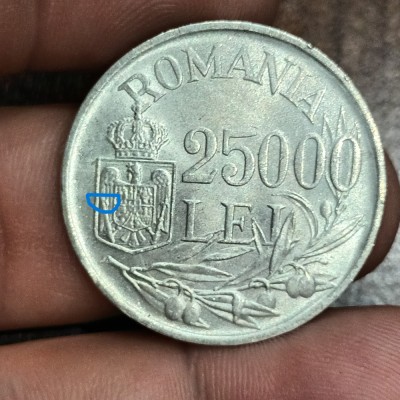 25000 LEI 1946 ARGINT LINIUTA LA SPADA DIN SCUT RARA foto