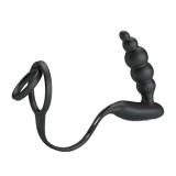 Inel Penis Si Stimulator Anal Cu Vibratii, Negru