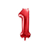 Balon folie cifra 1 rosu 86 cm