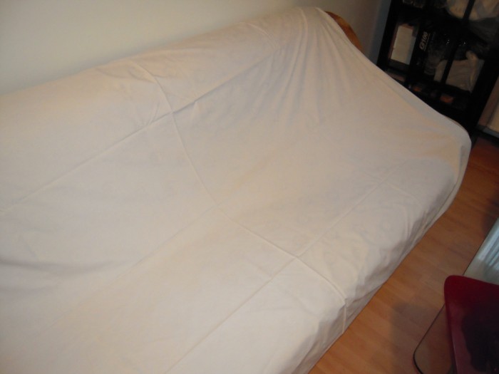 Cearceaf de pat din bumbac de culoare alba cu dim. 160x220 cm