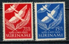 Suriname 1955 - Aniversarea eliberarii Olandei, porumbei, serie foto