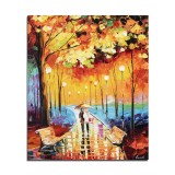 Tablou pictat manual, Eu si cu tine sub umbrela mea, 60x50cm ulei pe panza efect 3D, gata de expus pe perete