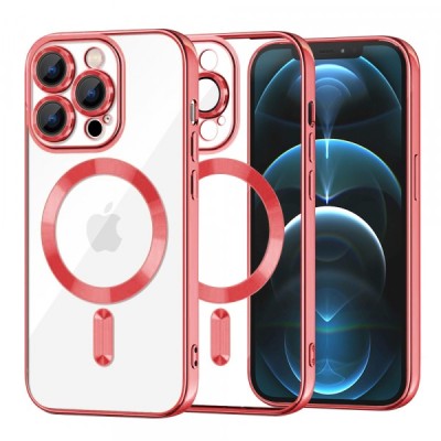 Husa MagSafe pentru Apple iPhone 12 Pro Max, Techsuit, Luxury Crystal, Rosie foto
