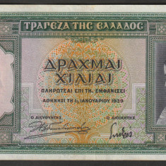 Grecia, 1000 drahme 1939_XF_zeita Atena si Partenonul_A087 156683
