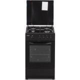 Aragaz Heinner HFSC-SME50BK, 4 arzatoare, Gaz, 50cm, Dispozitiv de siguranta plita si cuptor, Negru