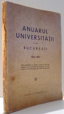 ANUARUL UNIVERSITATII DIN BUCURESTI , 1936-1937 foto