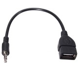 Cablu OTG Audio Jack 3.5mm la USB Mama, 20cm, Adaptor Auxiliar Boxa Auto, Stick USB