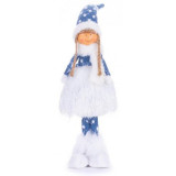 Decoratiune iarna, fata cu rochita tricotata si puf, albastru si gri, 14x11x51 cm, Strend Pro