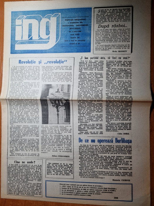 ziarul ING 26 ianuarie 1990 - articolul - revolutie si &quot; revolutie &quot;