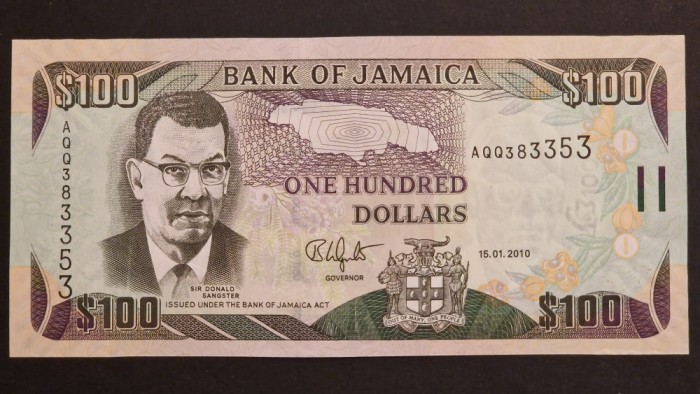 Jamaica 100 Dolari 2010 UNC