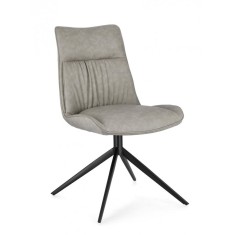 Set 2 scaune otel gri antracit piele ecologica taupe Kepler 50x64x86 cm