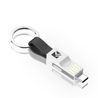 Cablu breloc pentru incarcare 3in1 Magnetic Iphone Samsung Huawei USB to 8 Pin + Micro USB + USB-C / Type-C Negru foto