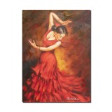 Tablou dansatoarea de flamenco pictat manual, 70x50cm pictura ulei pe panza, Mircea Iordache