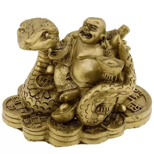 Sarpe auriu cu buddha pe monede chinezesti