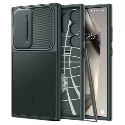 Husa pentru Samsung Galaxy S24 Ultra S928, Spigen, OPTIK ARMOR, Verde ACS07314 foto
