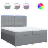 Cumpara ieftin Pat box spring cu saltea, gri deschis, 200x200 cm, textil