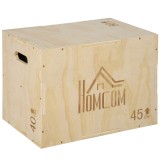 HOMCOM Cutie pentru Sărituri cu 3 &Icirc;nălțimi Reglabile pentru Acasă și Sală de Sport, 45x40x60 cm, Lemn Natural | Aosom Romania