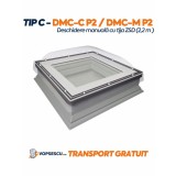 Fereastra cu cupola Tip C pentru acoperis terasa, Fakro, model DMC-C P2 / DMC-M P2 cu deschidere manuala