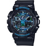 Cumpara ieftin Ceas Sport Casio G-SHOCK GA-100 Black&amp;BLUE-NOU ! NEGRU MAT CRONOGRAF ACTIV !