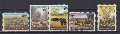 RUANDA 1965 FAUNA MI. 105-106-108-109-110 MNH foto